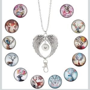 Snap Jewelry Necklace Lanyard With 12 Interchangeable Deer Snap Buttons
